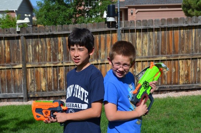 My sons were chomping at the bit to open up our sample Nerf blasters. I had to make them wait until I had a camera available first. Photo: Patricia Vollmer