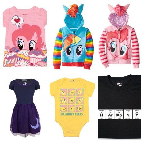 My Little Pony outfits. Images: WeLoveFine, ThinkGeek, Amazon.
