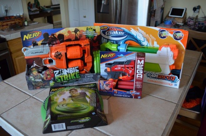 Our sampling of Nerf summer products! Summer arrived quite literally on June 1st here in Colorado Springs. Photo: Patricia Vollmer.