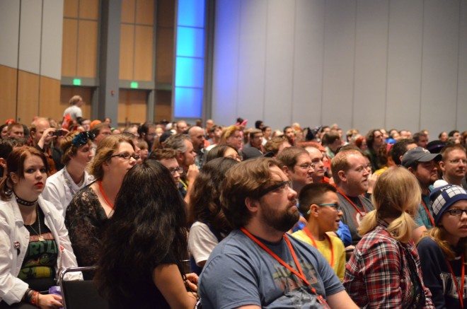 A view of the nearly full house for the Animaniacs Sing Along in the Main Events room. Denver Comic Con's panel experiences were much better than I thought they would be. Another reason why DCC is the place for families to get their geek on. Photo: Patricia Vollmer.