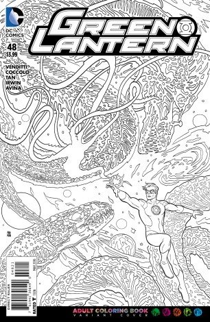 Coloring book variant cover art by Mike Allred, image via DC Comics