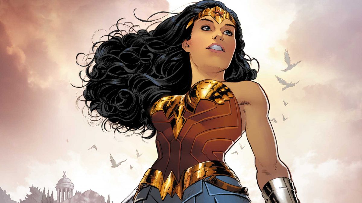 Image of Wonder Woman standing, holding her lasso