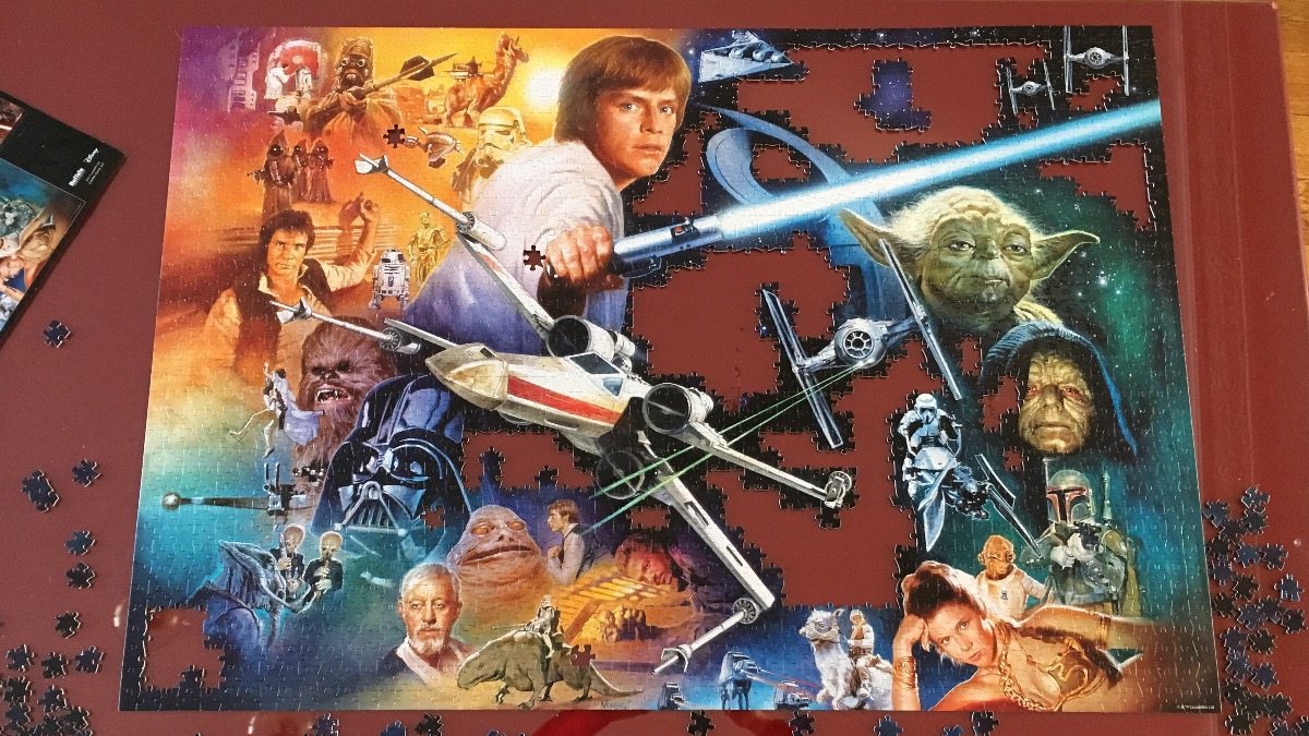 Image of not-quite complete 2000 piece Star Wars jigsaw puzzle