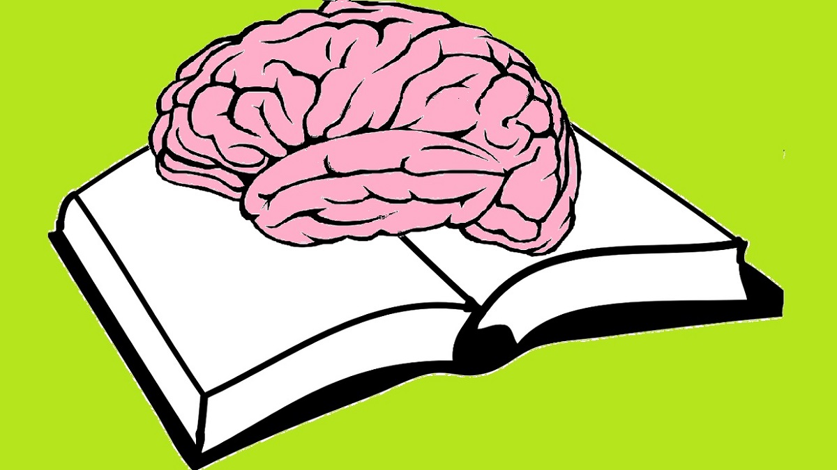 clip art of a brain on a book