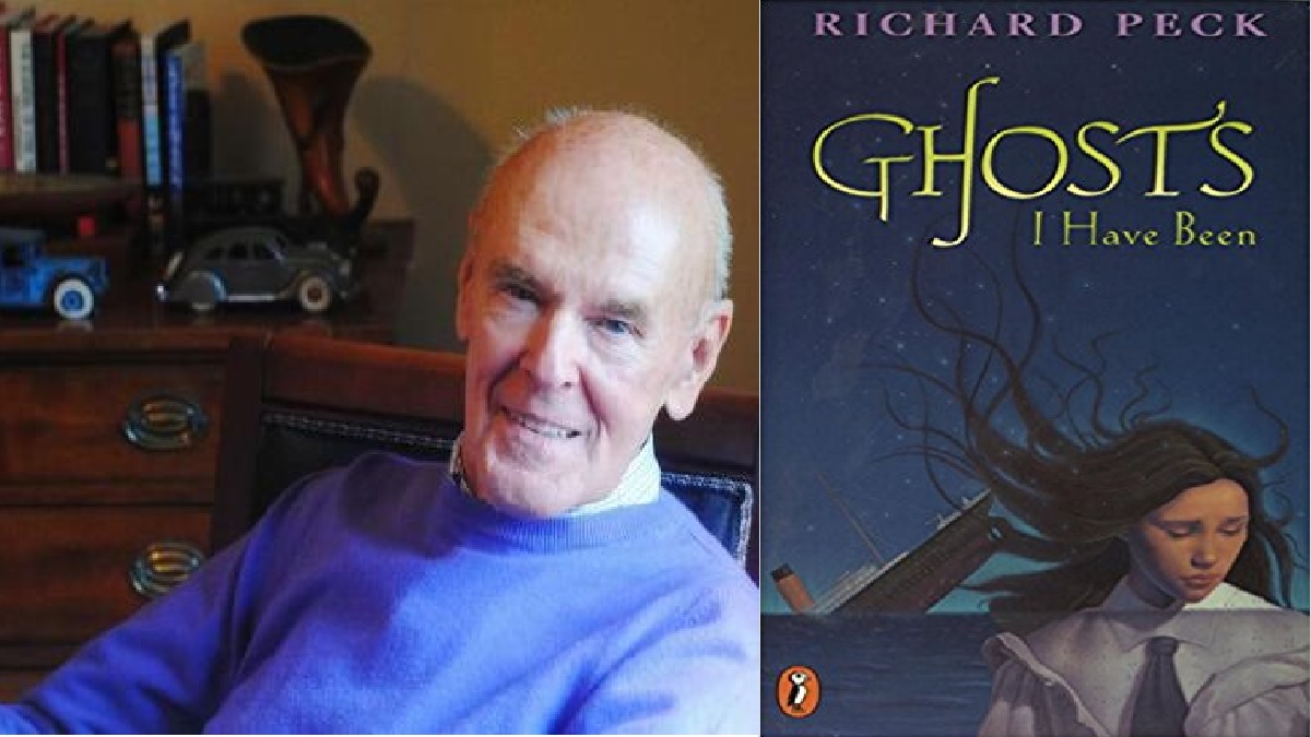 Richard Peck and the most recent paperback cover of Ghosts I Have Been