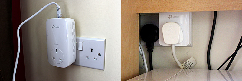 Powerline Adapters Installed in Our House, Left: Connected to Router, Right: Under My Office Desk, Images: Sophie Brown