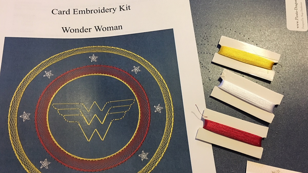 wonder woman card embroidery kit