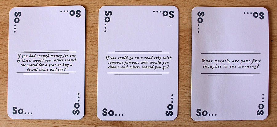 Light-hearted questions in So Cards, Image: Sophie Brown