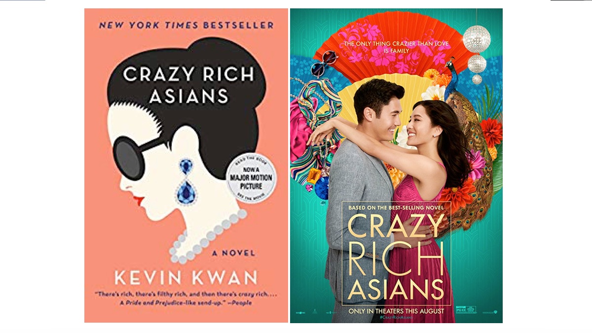 Crazy Rich Asians book cover and movie poster