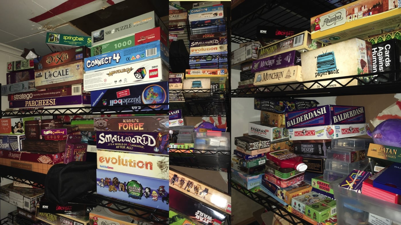 shelf of games