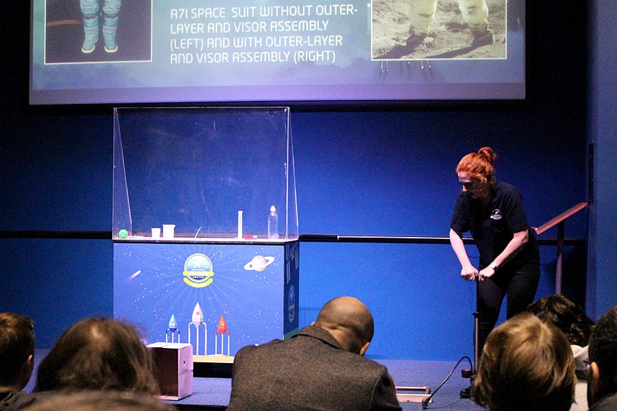 A Crew Member Demonstrates a Rocket in Live Space, Image: Sophie Brown