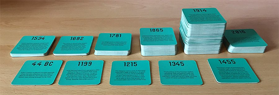 Placing the Past Cards Sorted by Century, Image: Sophie Brown