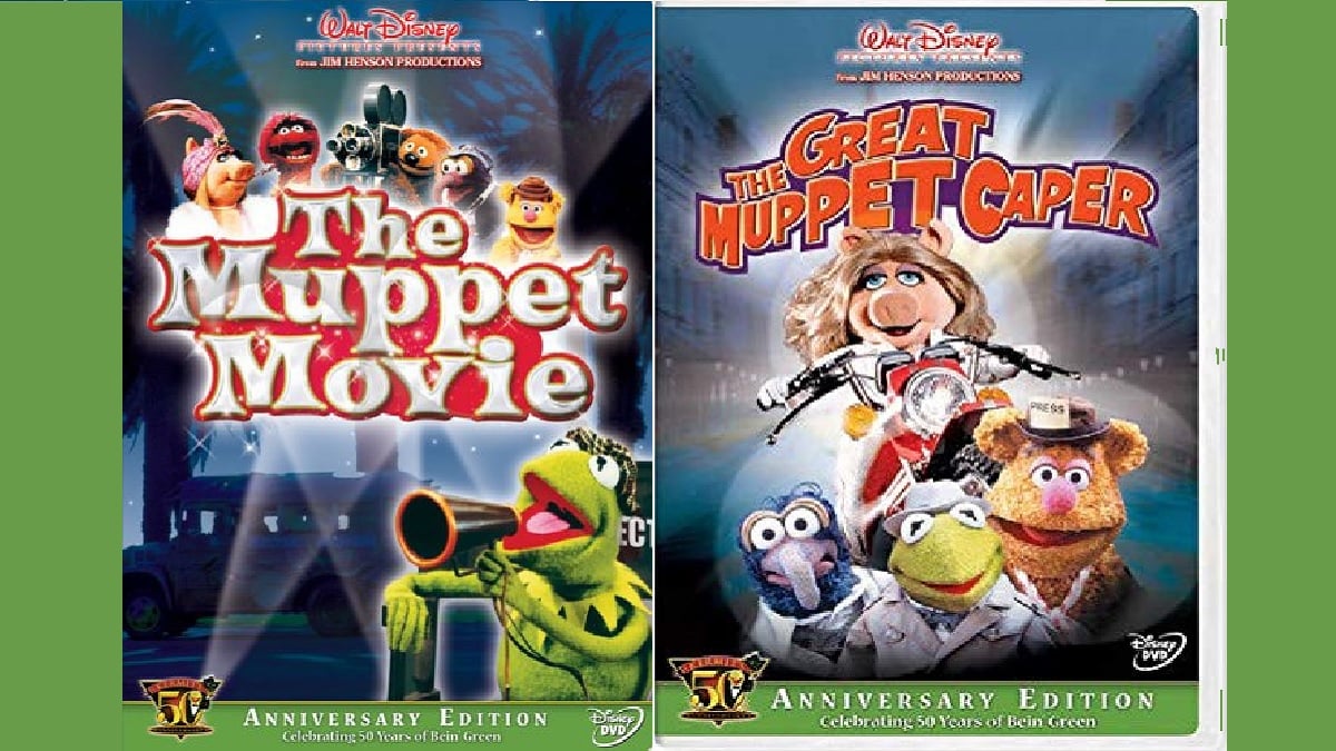 Anniversary editions of The Muppet Movie and The Great Muppet Caper DVD covers