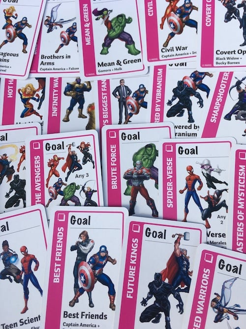 Goals cards in Marvel Fluxx