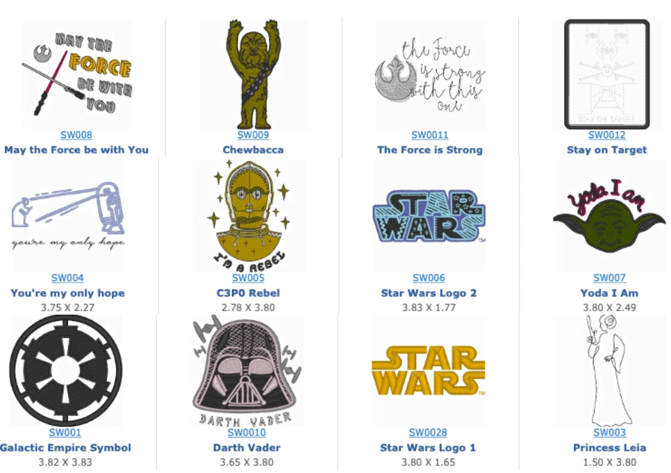 'Star Wars' Embroidery Designs \ Image: Brother