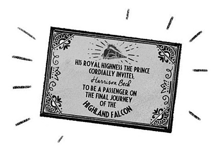 Harrison's Ticket in the Highland Falcon Thief, Image Pan Macmillan