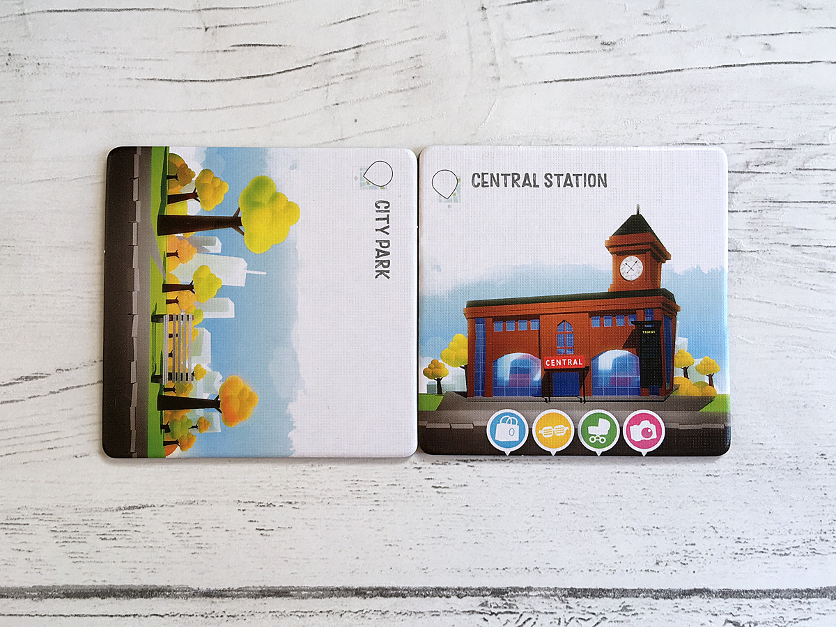 The two Starter Tiles in position for a new game of Streets, Image Sophie Brown