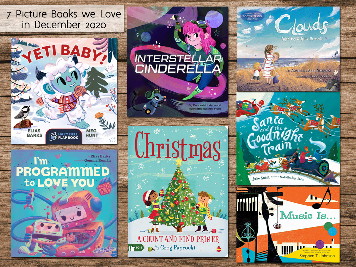 Picture Books December 2020, Cover Images as Noted in Post, Background Image by Michael Schwarzenberger from Pixabay