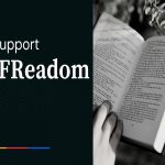 "I support #FReadom" with a picture of an open book